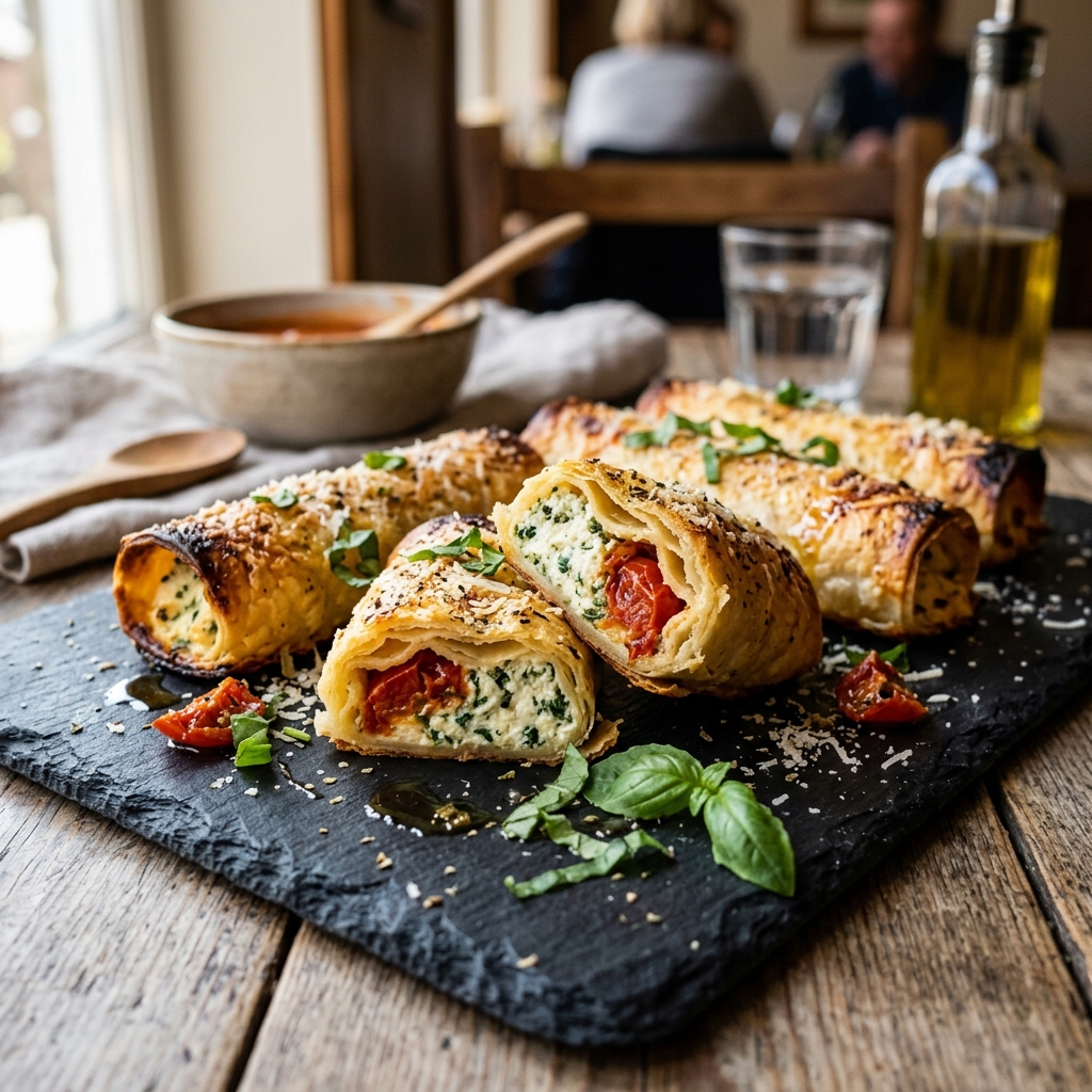 Herb ricotta cannelloni roll