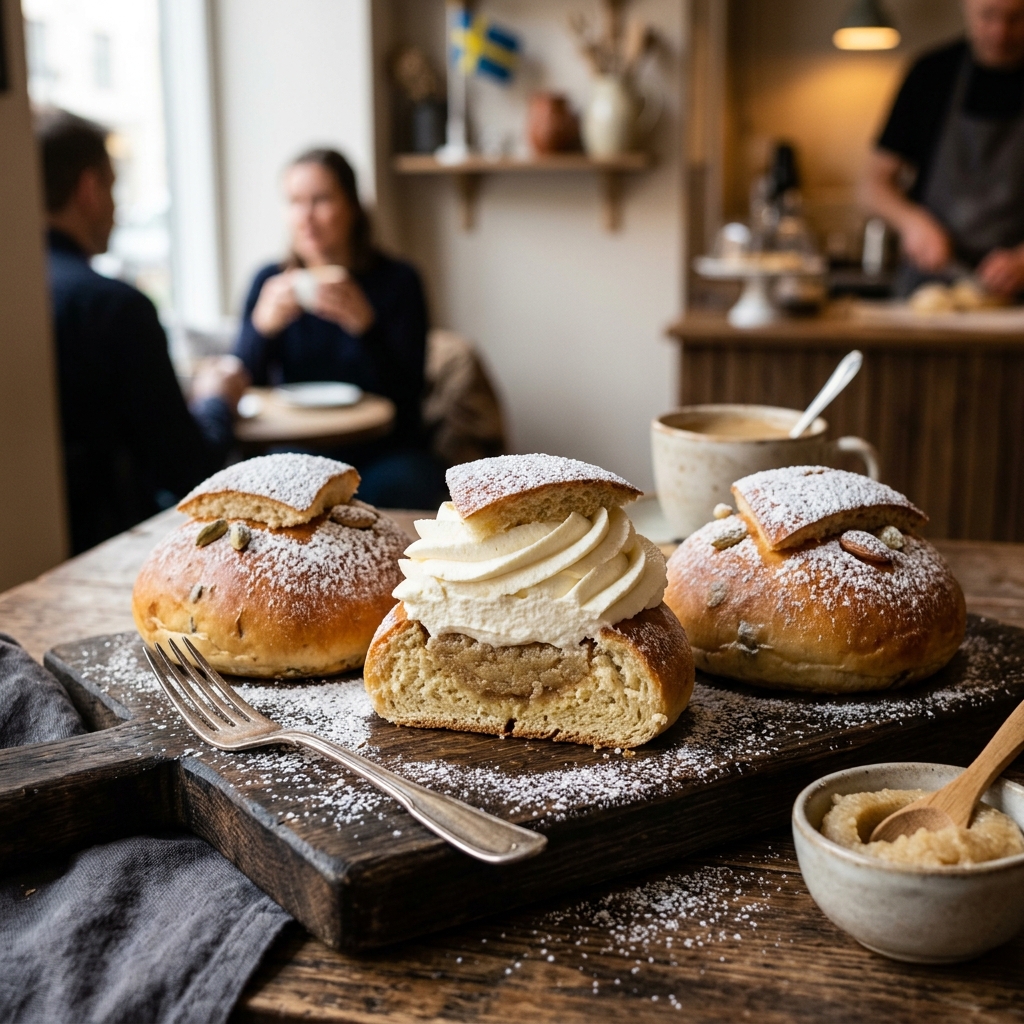 Nordic cardamom cream buns